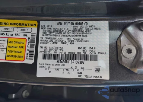 2016 Ford Fusion Hybrid Se из США, поврежденный, VIN 3FA6P0LU1GR139302